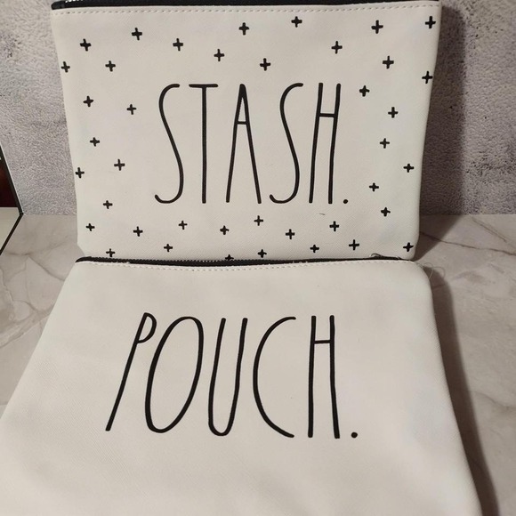 RAE DUNN 2 zippered pouch bag set - Picture 2 of 4